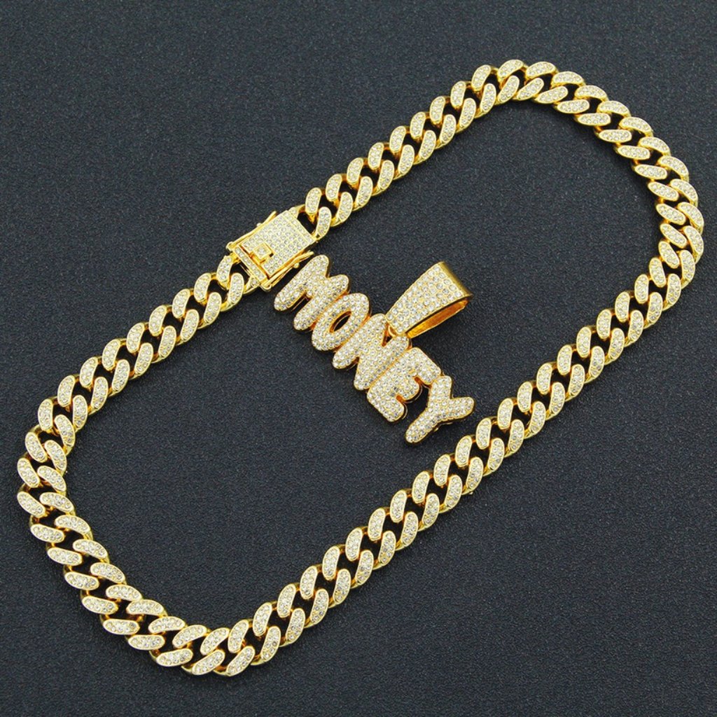 Hip Hop Iced Out Bling Bling Money Pendant Chain Necklace